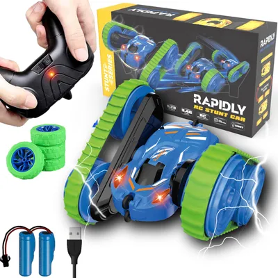 Produktbild von HyperWheels Rapidly - Steuerbares Spielzeugauto / Stuntauto für Jungen & Mädchen - Blau - Für Drinnen & Draußen / Mit Arbeitslicht - Wiederaufladbar und Ferngesteuert