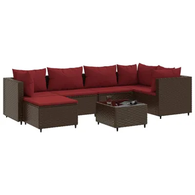 Produktbild von 7-tlg. Garten-Lounge-Set mit Kissen Braun Poly Rattan
