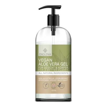 Produktbild von Enolenia® Aloe Vera Gel Vegan - 3 in 1 Bodylotion für Gesicht & Körper – Hautpflege & After Sun – für Frauen & Männer geeignet – spendet Feuchtigkeit