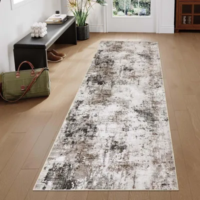 Läufer-Teppich 80x200cm, abstrakt, waschbar, rutschfest