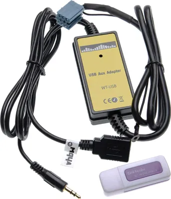 Produktbild von vhbw AUX USB Audio Adapter Kabel KFZ Radio (145 cm) kompatibel mit VW Passat, Phaeton, Polo, Vento Auto, Autoradio