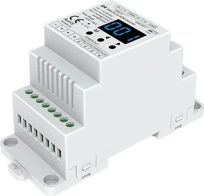 Produktbild von D4 DMX512  und  RDM LED Controller – 4-Kanal DIN-Modul, 12–48V, 20A für RGBW Streifen
