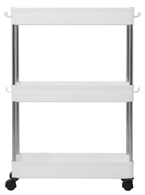 Produktbild von Mehrschichtiger schlanker Aufbewahrungswagen, mobiles Regal, Organizer für Küche, Badezimmer, Wäscherei, 3 Etagen
