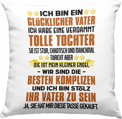 Produktbild von Trendation - Vater Tochter Deko-Kissen mit Füllung 40x40 Geschenk Papa Töchter Geschenkidee Partner Ja Sie Hat Mir Diese Deko-Kissen mit Füllung 40x40 Gekauft (Blau)