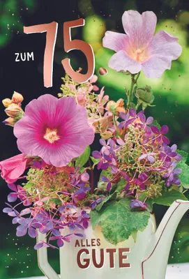 Jonny Javelin Geburtstagskarte Zum 65. – Mit Champagner, Blumen Und Geschenk-Motiv, Gestanzt & Glitzernd, Größe 157x235 Mm