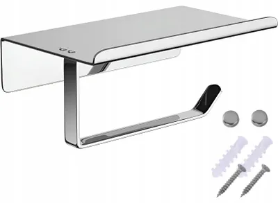 Produktbild von ER4 Toilettenpapierhalter mit Ablage, Silber, Metall
