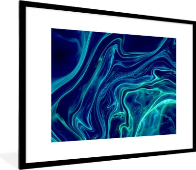 Produktbild von MuchoWow® Gerahmtes Poster Abstrakt - Wellen - Design 80x60 cm - Poster mit Schwarzem Bilderrahmen Wandposter Rahmen Foto Bilder - Schlafzimmer-Dekorationen - Fotoposter