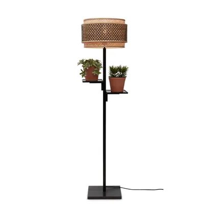 Obrázek produktu pro GOOD&MOJO - Stojací lampa Bhutan - černá/bambus - Ø40x160cm do obývacího pokoje, ložnice