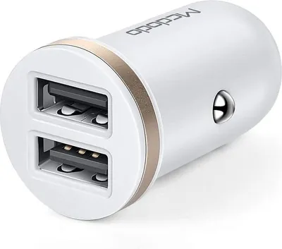 Image de Mcdodo Chargeur allume-cigare pour voiture 2X USB 2,4A Adaptateur de charge compatible avec smartphones & tablettes en blanc