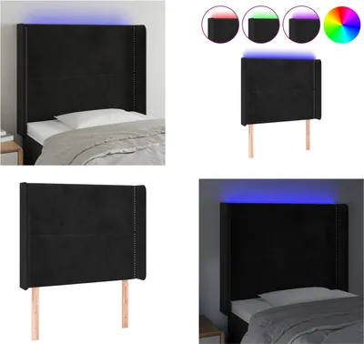 Immagine prodotto di vidaXL Testiera LED Nero 93x16x118/128 cm Velluto - Testiera LED - Testiere LED - Testiera - Testiera Letto