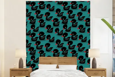 Produktbild von MuchoWow® Fototapete für Wohnzimmer oder Schlafzimmer Wandtapete Vinyl Motivtapete Ente - Baby - Schnittmuster - 195x240 cm - Gemusterte