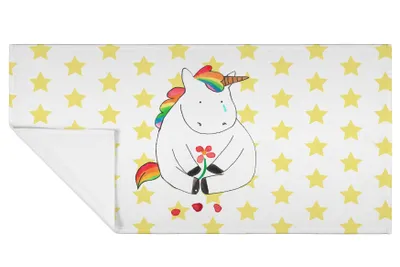 Produktbild von Mr. & Mrs. Panda Handtuch Einhorn Traurig - Weiß - Geschenk, Trauer, Freunde, 50x100, Flauschtuch, Liebe, Einhörner, Frotteehandtuch, frottierhandtuch, Unicorn, kleines