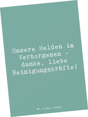 Produktbild von Mr. & Mrs. Panda Postkarte Spruch Reinigungskraft Helden - Meeresbrise - Geschenk, danke, sagen, Postkarten, Geschenke, bildkarte, Ansichtskarten, Hygienearbeit, Bedanken