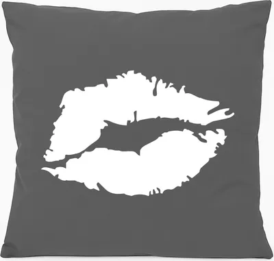 Produktbild von Huuraa Kissen Kussmund Lippen 40x40cm mit Füllung Steel Grey Baumwolle Dekokissen Geschenkidee