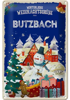 Produktbild von Blechschild Weihnachtsgrüße BUTZBACH 20x30cm