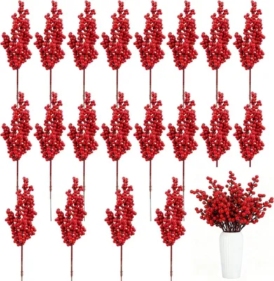 Produktbild von Kunstdennentakken mit Beeren, 20 Stück, PVC, für Weihnachtsdekoration