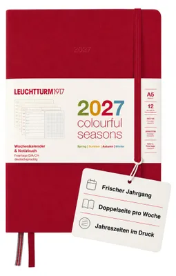 Obrázok produktu pre Kalendár a zápisník LEUCHTTURM1917 týždenný formát, bodkovaný papier, stredná veľkosť (A5), rok 2027, farebný motív "Morské vlny"