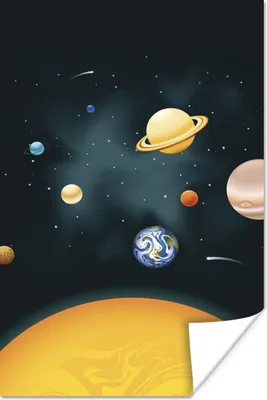 Produktbild von MuchoWow® Poster Eine Illustration des Sonnensystems mit unserem Planeten 80x120 cm - Papierdruck