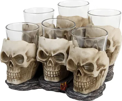 Produktbild von Nemesis Now Schnapsglas-Set Six Shooter Skulls altweiß Standard