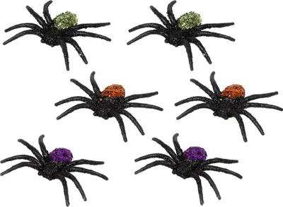 Image de Décoration d'Halloween araignées scintillantes, 6 pièces multicolores - taille unique