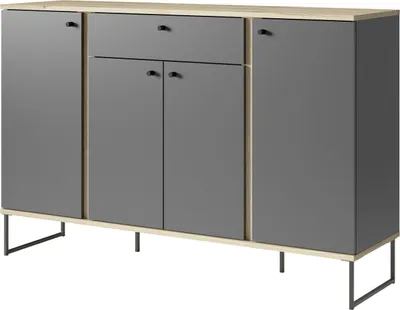 Produktbild von Sideboard >Kandoo< in Anthrazit / Evoke Oak Nachbildung - 135x89x38 (BxHxT)