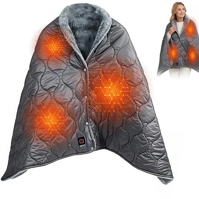 Produktbild von Elektrische USB Heizdecke 180 × 140 cm, 8 Heizzonen, 3 Temperaturstufen, 35–55 °C, 5 V, Wärmedecke für Sofa, Büro, Auto und Camping