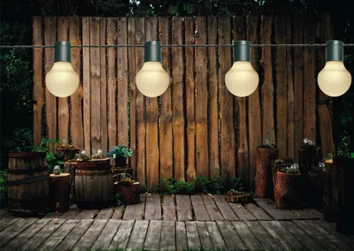 Obrázek produktu pro LED řetězová světelná girlanda, 10 metrů, bílé LED diody, 20 kusů, průměr 5 cm, vhodná pro zahradu, párty a venkovní použití