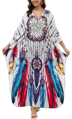 Produktbild von Solidchoice - Bohemianisches, schulterfreies Kimono-Maxikleid für Damen, ideal für den Strand