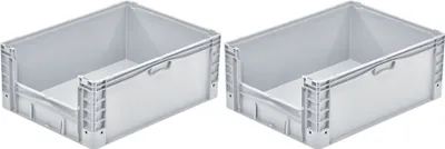 Produktbild von SparSet 2x Euro-Norm Großbehälter Insight | HxBxT 32x60x80cm | 133 Liter | Grau  | Eurobehälter, Transportbox, Transportbehälter, Stapelbehälter