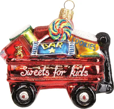 Produktbild von Christbaumschmuck Glas 8,5cm Süßigkeiten Wagen Figur Rot