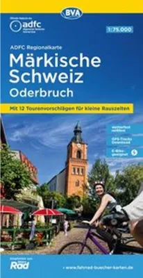 Immagine prodotto di Carta regionale ADFC Märkische Schweiz Oderbruch, 1:75.000, con proposte di escursioni giornaliere, resistente agli strappi e alle intemperie, adatta alle e-bike, download tracce GPS
