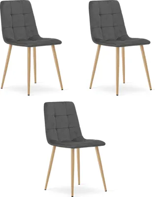 Immagine prodotto di Sedia KARA - velluto grigio scuro / gambe color legno x 3