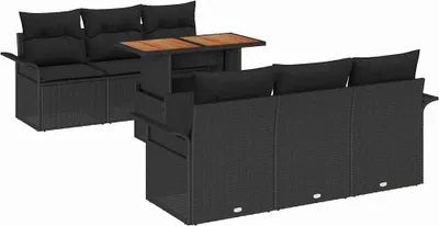 Productafbeelding van vidaXL Tuinset, 7-delig, zwart, polyrotan