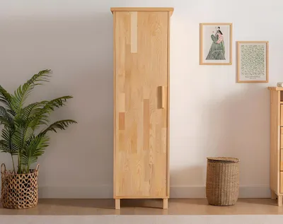 Produktbild von Kompakter Beiger Kleiderschrank 1-türiger Schlafzimmer Ablagenschrank