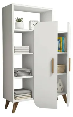 Produktbild von Kommode Dgiavard, Wohnzimmerbuffet, Wohnzimmer-Sideboard, Moderne Küchen-Speisekammer, 90x32h132 cm, Weiß