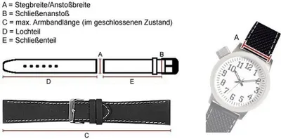 Produktbild von Uhrenarmband Kalbleder gleichlaufend schwarz Minott 27898, Stegbreite:14mm, Schließe:Silbern
