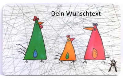 Produktbild von Schneidebrett mit Motiv Hühner mit Gravur