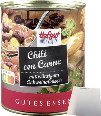 Produktbild von Hofgut Chili con Carne (800g Dose) + usy Block