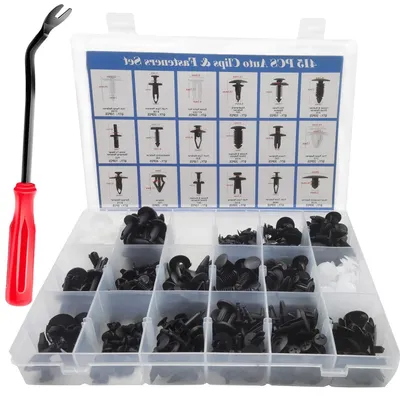 Productafbeelding van Kunststof Clips - Bevestigingsset Auto - Auto Reparatie - 18 Maten - 415 Stuks - Zwart