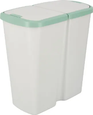Produktbild von Abfallbehälter COMPACTA Q DUO - hellgrün/asche - Prosperplast 45l