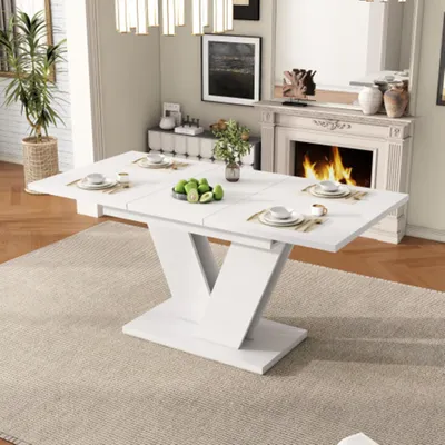 Produktbild von Ausziehbarer Esstisch 120/160*80 cm,Rechteckiger Esstisch, verdickte Tischplatte,für 4-6 Personen