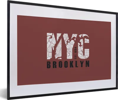 Produktbild von MuchoWow® MuchoWow® Gerahmtes Poster New York - NYC - Brooklyn 60x40 cm - Poster mit zchwarzem Bilderrahmen - Schlafzimmer - Plakat in Rahmen - Drucken