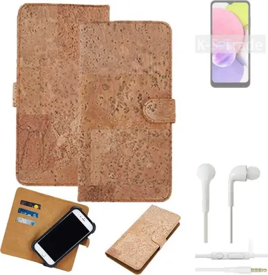 Produktbild von K-S-Trade Hülle kompatibel mit Samsung Galaxy A03 + in ear Kopfhörer Kork Handyhülle Cover  Schutzhülle TPU Case Bumper in Hellbraun, (1x)