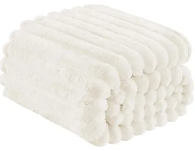 Obrázek produktu pro Přikrývka - přehoz na postel - útulná přikrývka teplá měkká silná - 180x200 cm - fleecová přikrývka a přehoz na postel pohovku - bílá