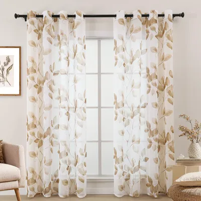 Produktbild von Gardinen transparent, Linnenlook, 225 cm Länge, für Wohnzimmer und Schlafzimmer