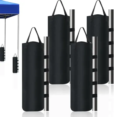 Image de Poids de stabilisation pour pavillons, dimensions 50 x 15 cm, lot de 4, sacs de sable en Oxford 800D, couleur noire, pour abris extérieurs