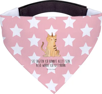 Produktbild von Mr. & Mrs. Panda Halstuch Für Hunde Einhorn Katze - Rot Pastell - Geschenk, Tuch, Hundehalstuch, Glitzer, Erwachsenwerden, Unicorn, Hund, Regenbogen