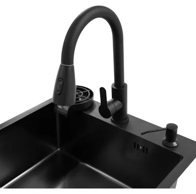 Imagen del producto de Fregadero de cocina de un solo seno - 50 x 45 cm - - Acero inoxidable - Con grifo extraíble