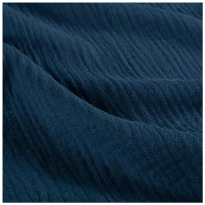 Musselin Bio Organic ab 1m Baumwollstoff Double Gauze Mulltuch Stoff Oeko-Tex blau