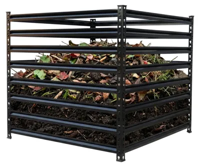 Productafbeelding van Metalen compostbak, biologische composteerder voor de tuin, 900 liter, staal, 90 x 100 x 100 cm, zwart